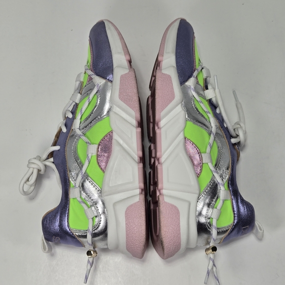 DWRS DW/RS Women's Chicago Blue Green Lilac Neon Metallic Chunky Sneakers Size 8 - Picture 7 of 11